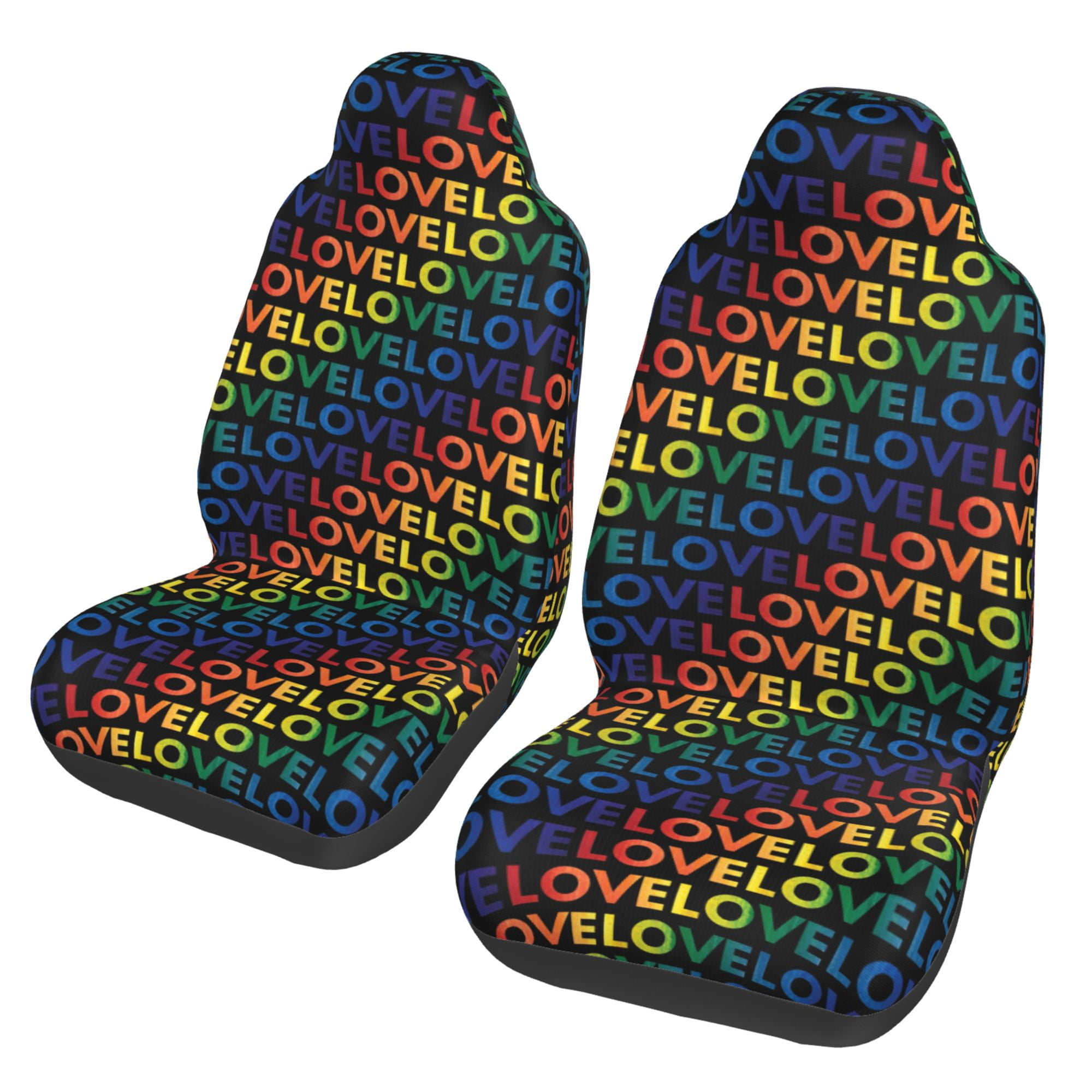 Easy to Install Car Universal Seat Cover, Rainbow Love Word Art Four ...
