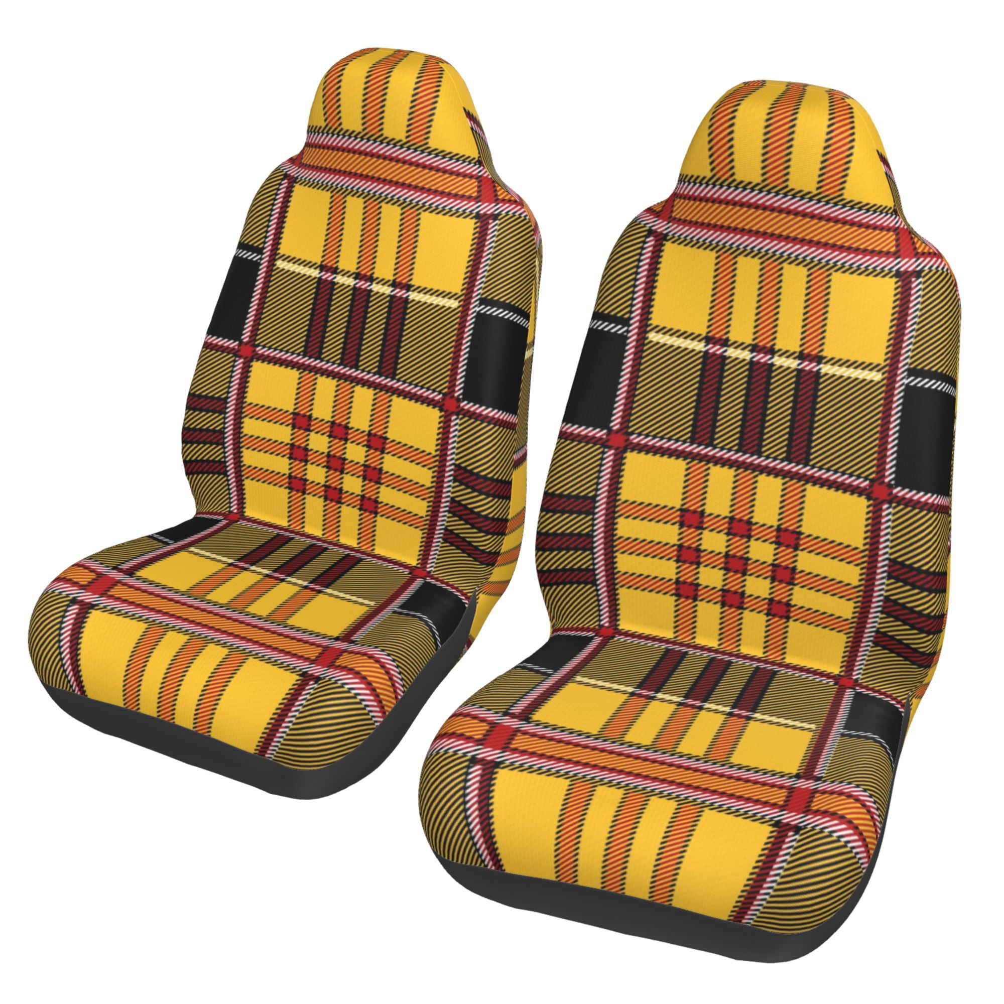 Easy to Install Car Universal Seat Cover, Yellow Plaid Stripes