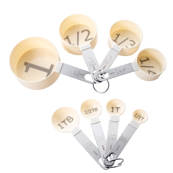 Easy to Read Measuring Cups & Spoons Set for Visually Impaired, Stackable Cups and Spoons, Nesting Measure Cups with Stainless Steel Handle