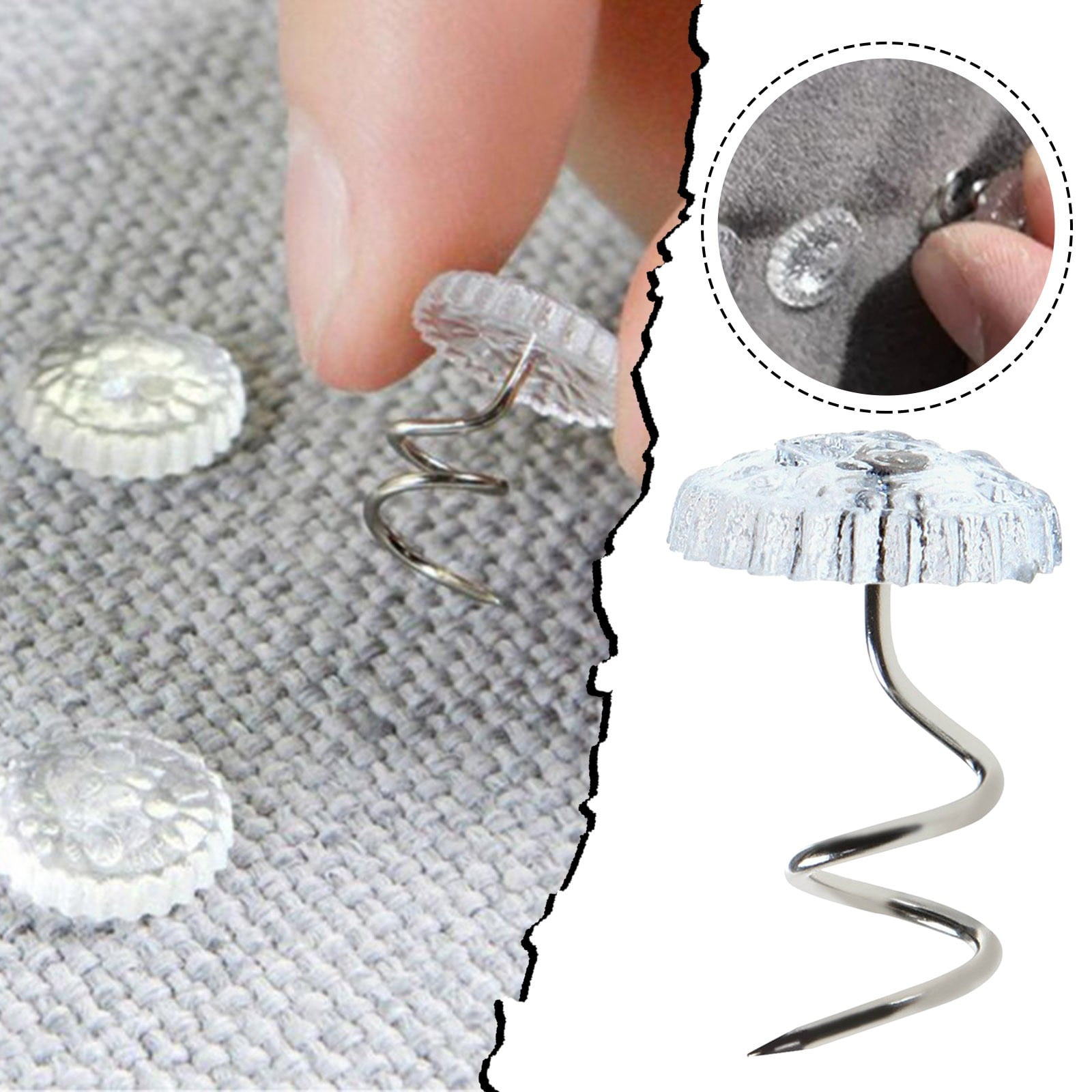 Easy to Use 20 Pcs Upholstery Headliner Pins Clear Heads Pins For