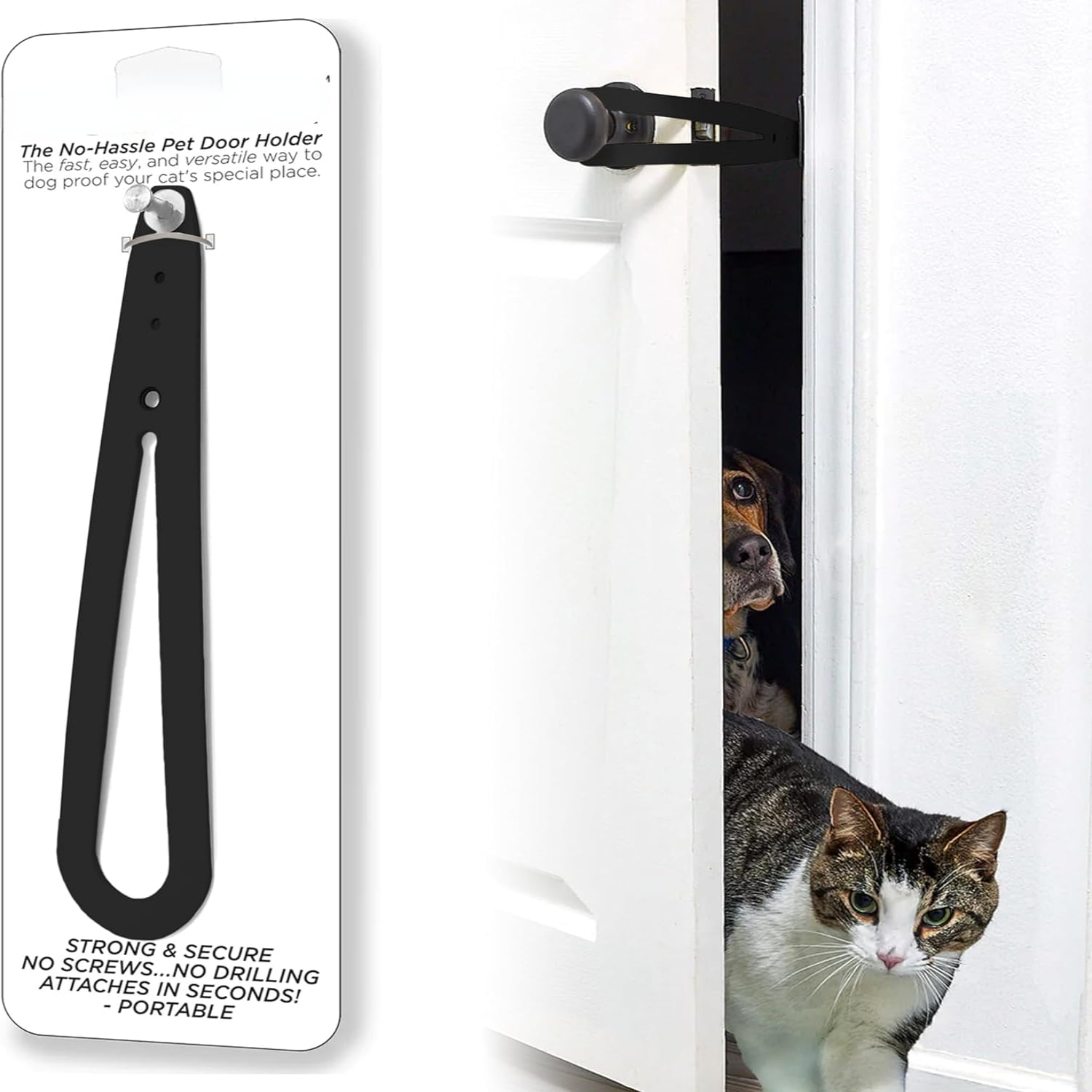 EasytoUse Secure and Bright White Cat Door Holder Latch Baby Proof
