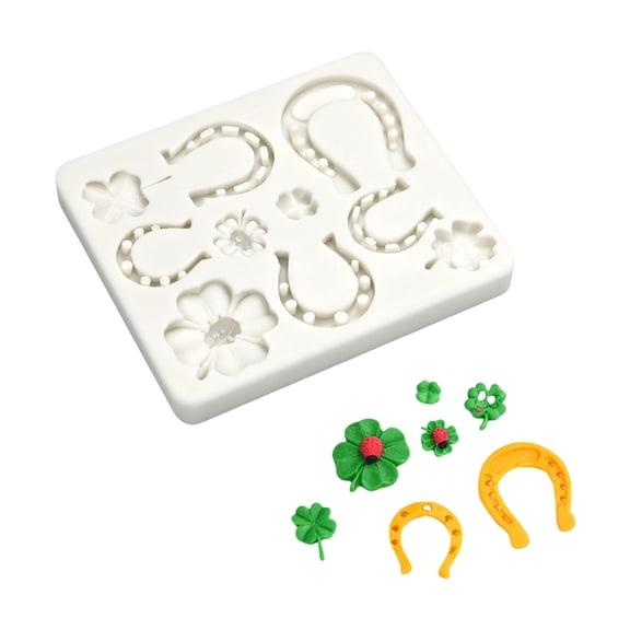 Easy to Use Silicone Chocolate Mould with Clovers Horseshoes Designs 3D Candy Mould For DIY Baking Decorations