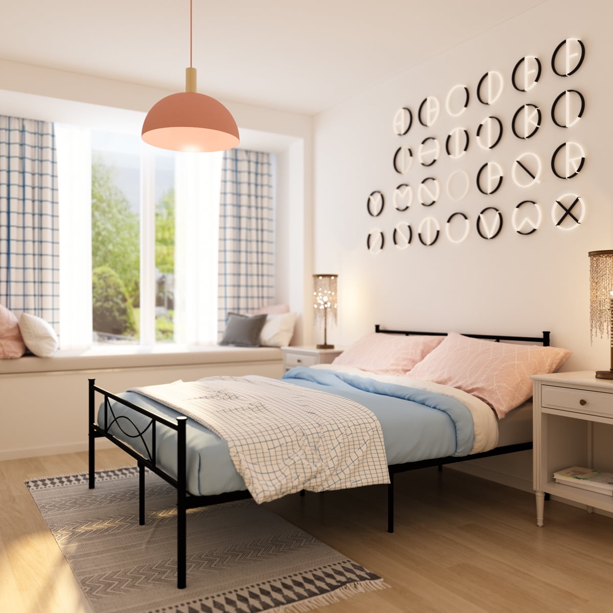 Easytoassemble Metal Bed Frame Full Platform Bedroom Replacement with