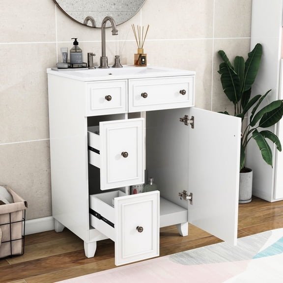 Easy - to - clean and Spacious - Small Bathroom Solution with 2 Drawers and 1 Door