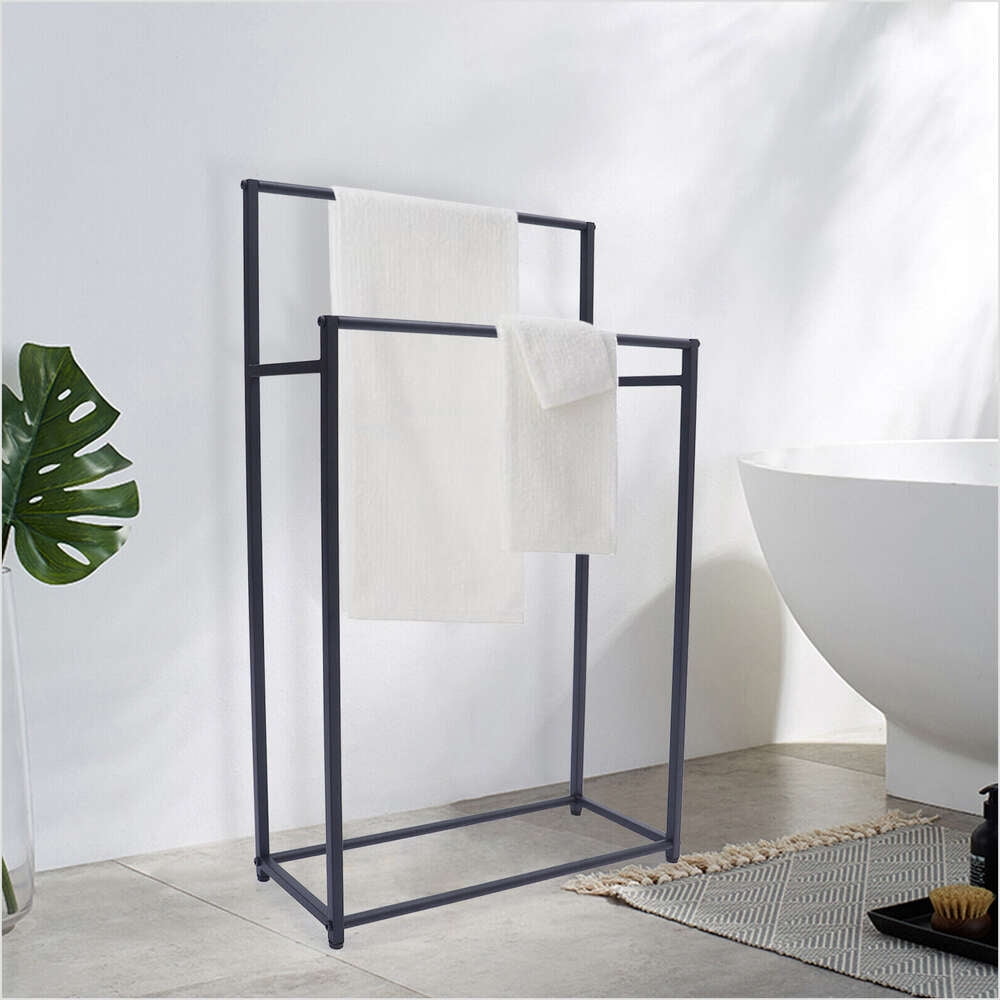 Easy to install freestanding bathroom storage towel holder shelf towel ...