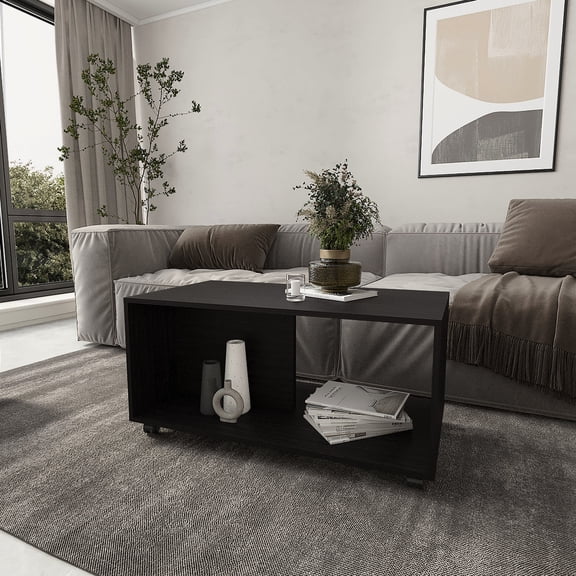Easy-to-move and Scratch-resistant - Add practicality and style to your living room with this modern coffee table featuring caster wheels and a scratch-resistant surface