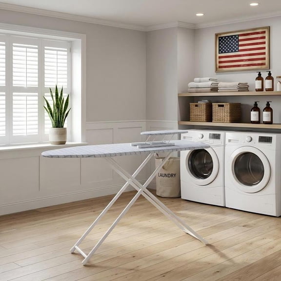 Easy-to-store Wall-mountable Ironing Board, Compact Foldable Design with Damped Hinges & Built-in Hook for Hanging on Door, Ideal for Small Spaces, Dorms & Apartments - Blue