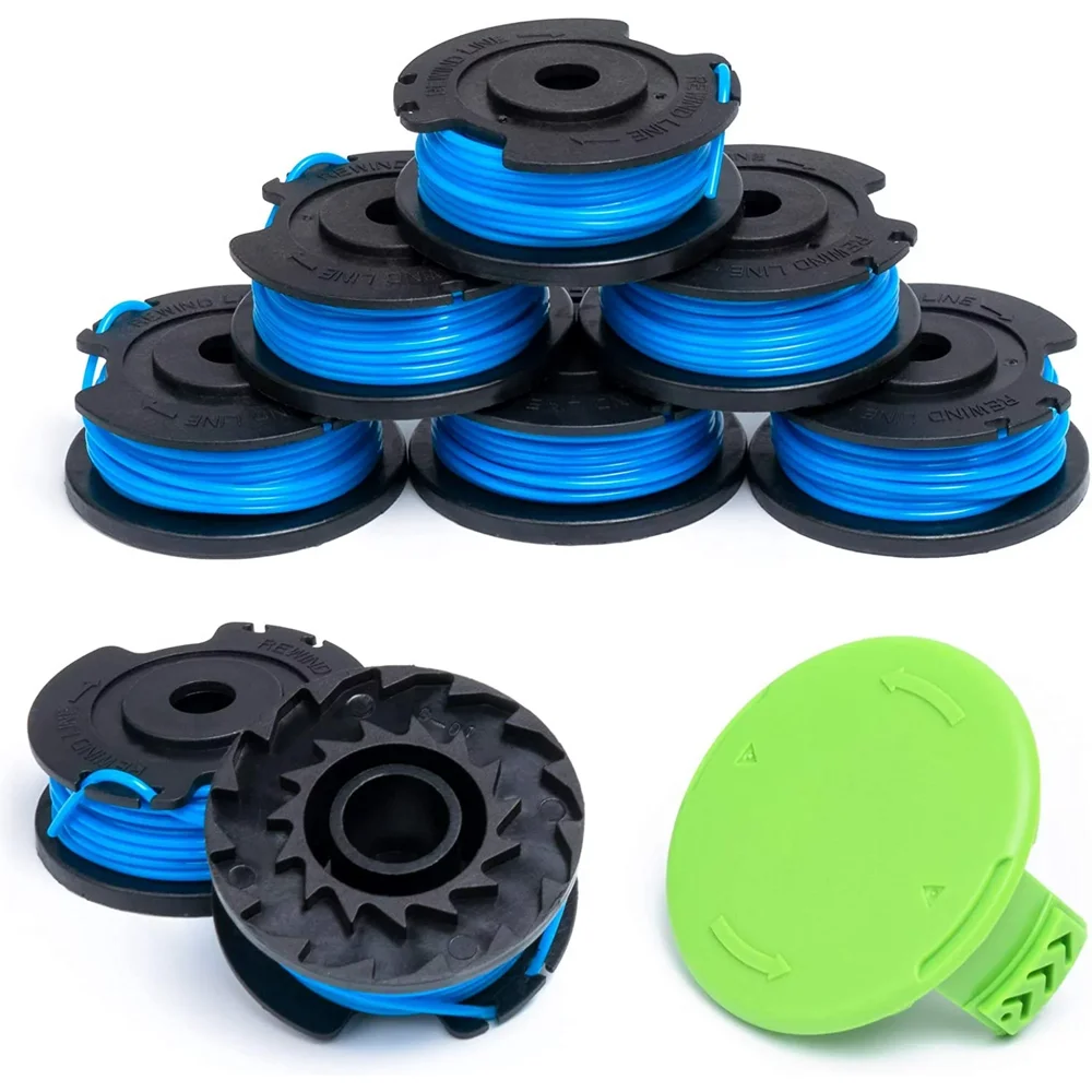 Easy to use (6 Spools + 1 ) .065” Weed Eater Spools for Greenworks