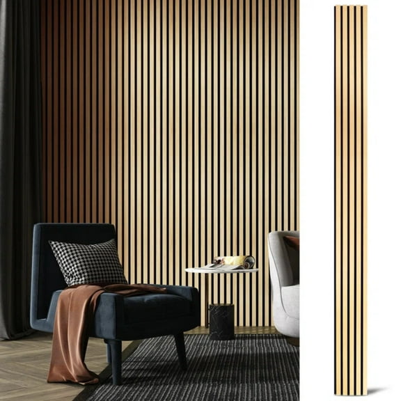 Easy4Home 106.3" x 12.6" Acoustic Wood Slat Wall Panels Soundproof Wooden Wall Panels 1 Pack, White Oak
