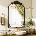 thumbnail image 1 of Easy4Home 26"x40" Arched Baroque Style Bathroom Mirror Vintage Decorative Wall Mirror, Black, 1 of 7