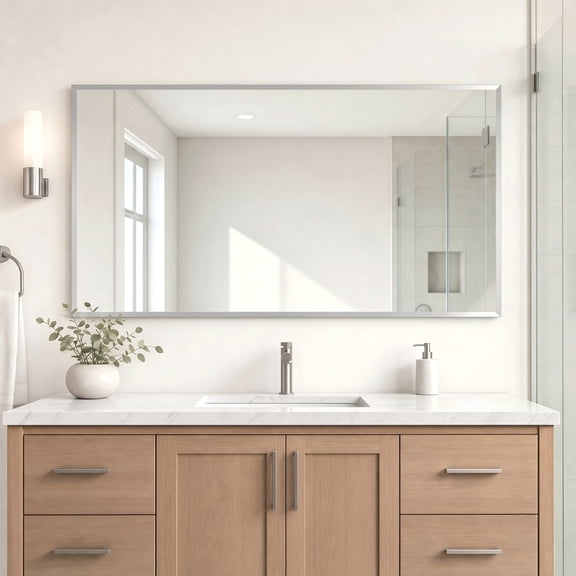 Easy4Home 30"x60" Frameless Rectangular Bathroom Mirror Beveled Vanity Wall Mirror