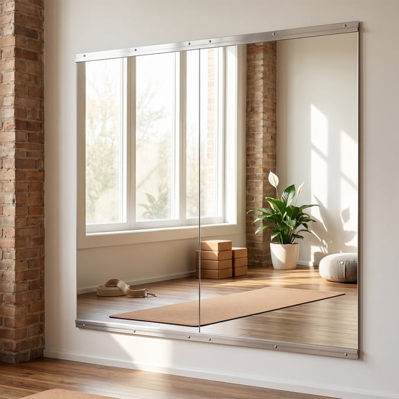 Easy4Home 33"x60" 2 Pack Home Gym Mirror Tempered Glass Frameless Full Length Mirror Wall Mounted Yoga Mirror