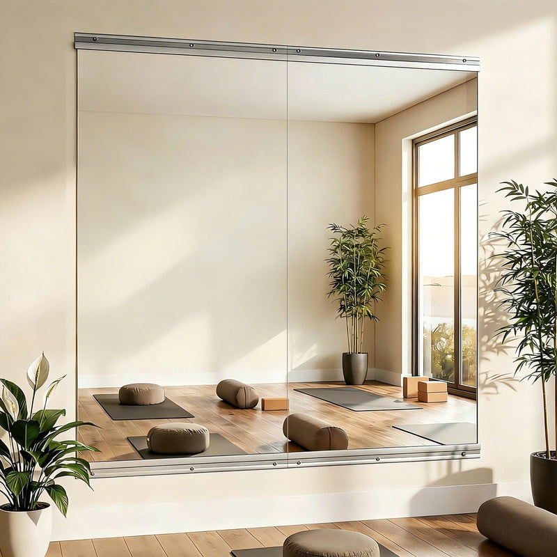 Easy4Home 33"x60"2-Pack Home Gym Mirror Tempered Glass Frameless Full Length Mirror Wall Mounted Yoga Mirror