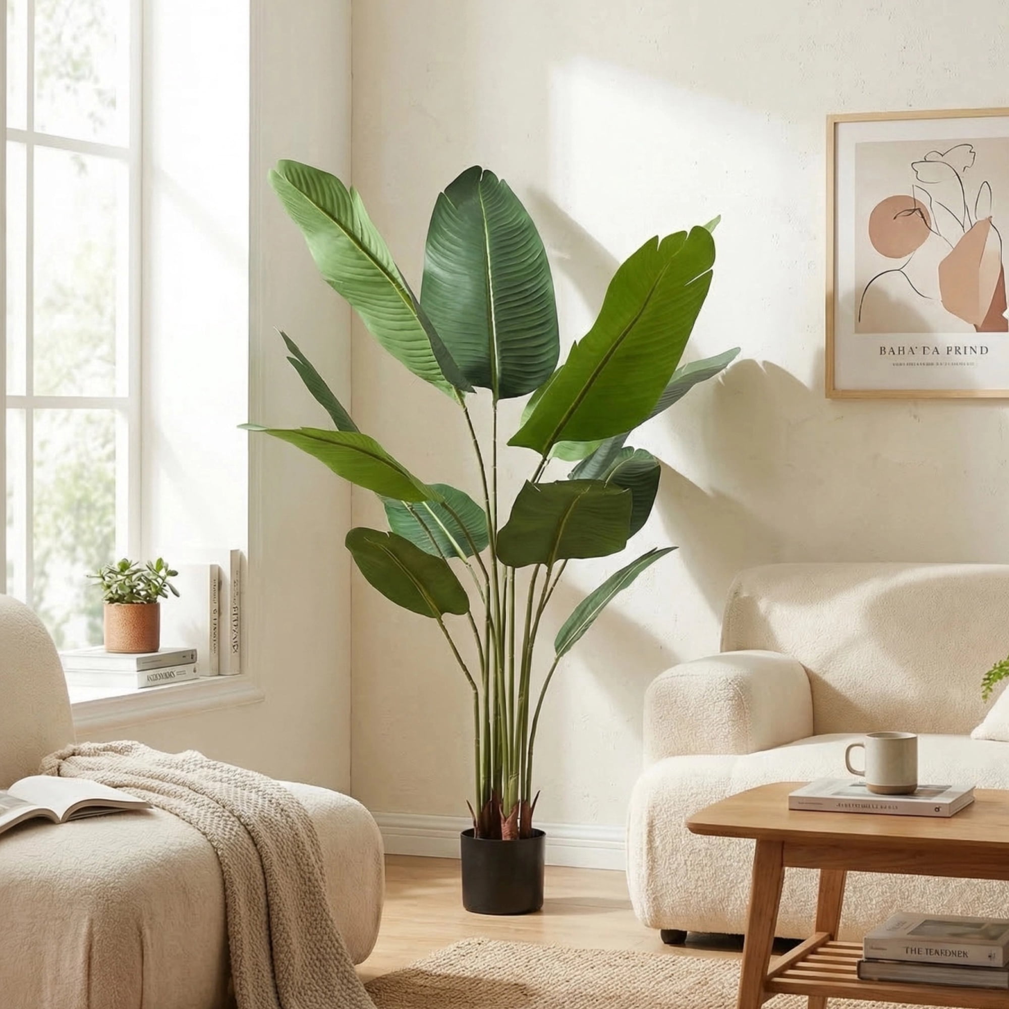 Easy4Home 4.6FT Artificial Plant Fake Tropical Palm Tree Potted Indoor Faux Floor Plant for Home Office Decor