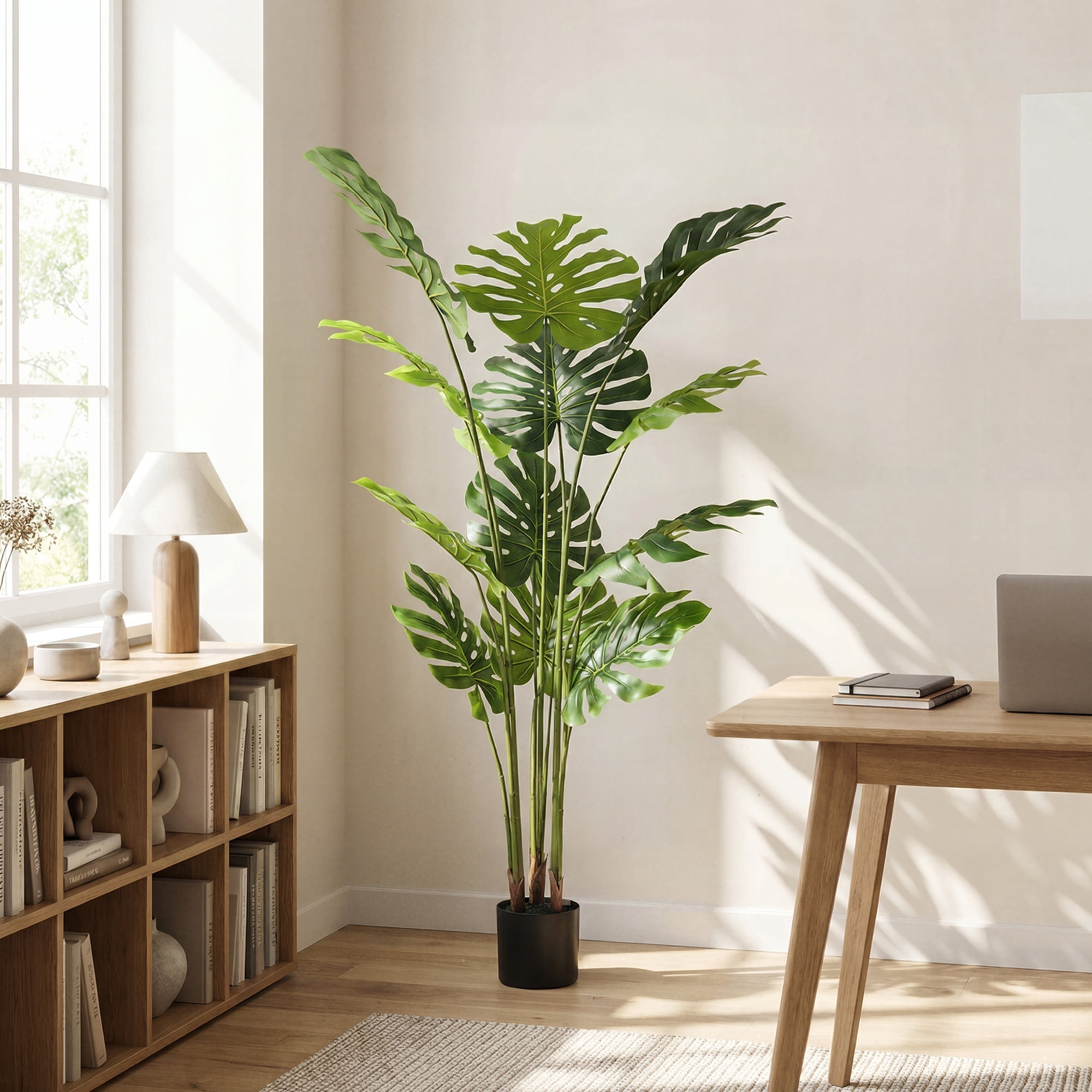 Easy4Home 4.6FT Artificial Plant Fake Tropical Potted Tree Indoor Faux Floor Plant for Home Office Decor