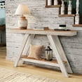 thumbnail image 1 of Easy4Home 46" A-Frame Rustic Wood Console Table Hand-Made, White, 1 of 7