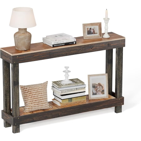 Easy4Home 46" Rustic Wood Console Table Hand-Made, Black