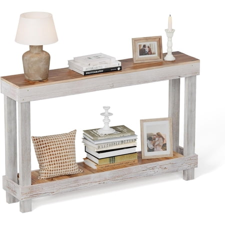 Easy4Home 46" Rustic Wood Console Table Hand-Made, White
