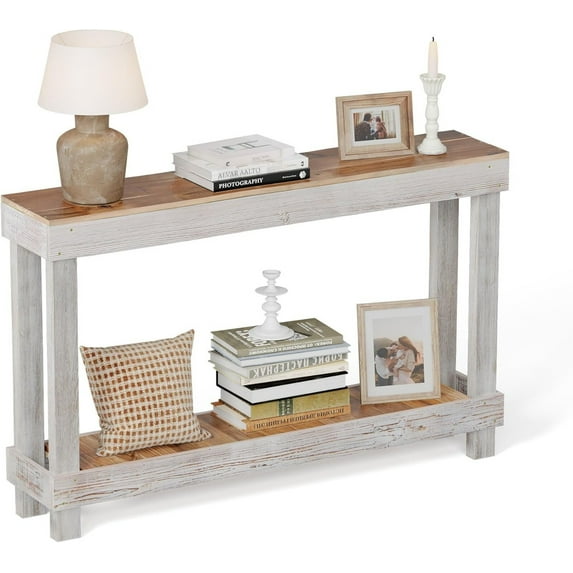 Easy4Home 46" Rustic Wood Console Table Hand-Made, White