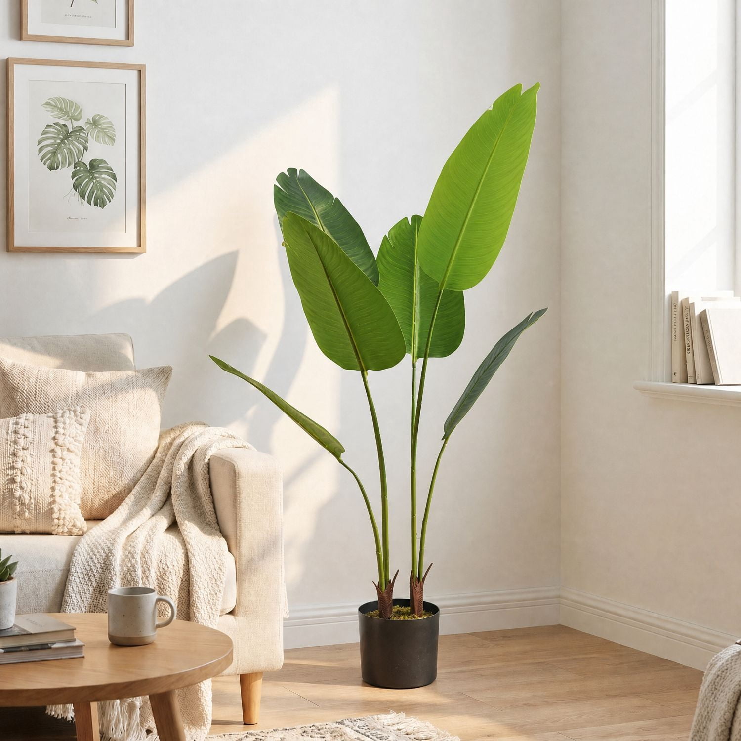 Easy4Home 4FT Artificial Plant Fake Tropical Palm Tree Potted Indoor Faux Floor Plant for Home Office Decor