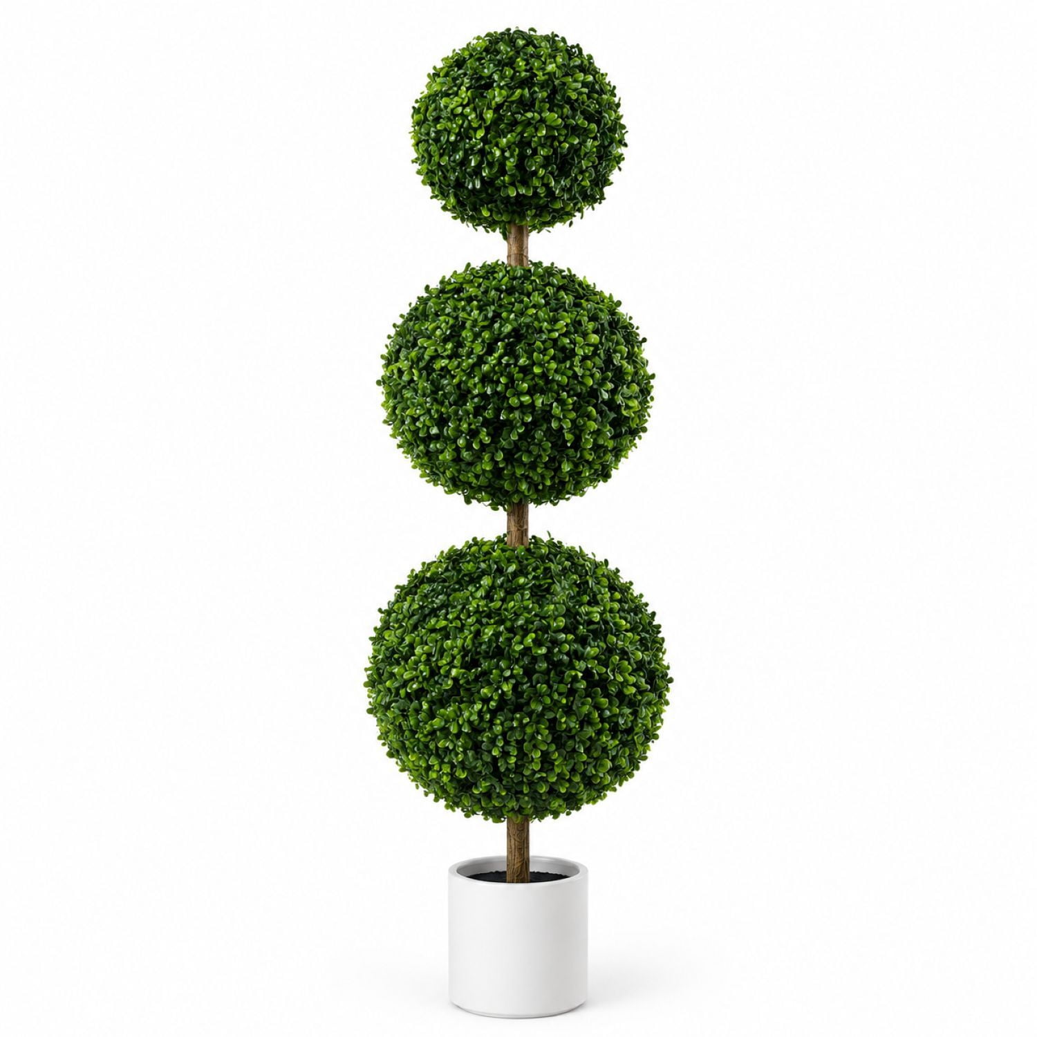 Easy4Home 4FT Artificial Triple Ball Boxwood Topiary Tree Potted Faux Floor Plant – Ready to Display