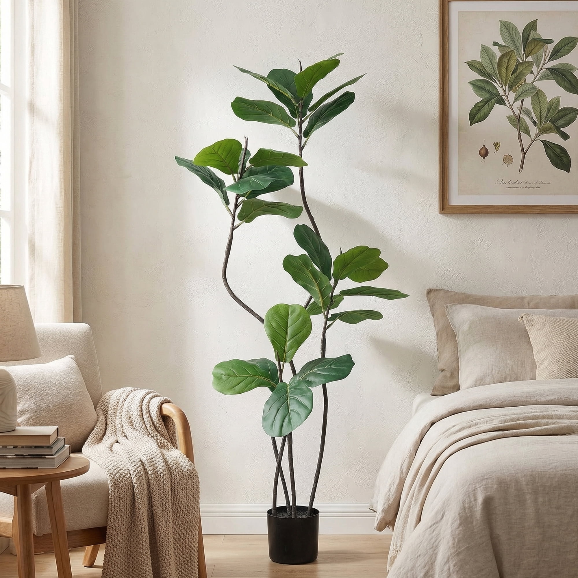 Easy4Home 5.3FT Artificial Plant Fake Ficus Tree Potted Indoor Faux Floor Plant for Home Office Decor