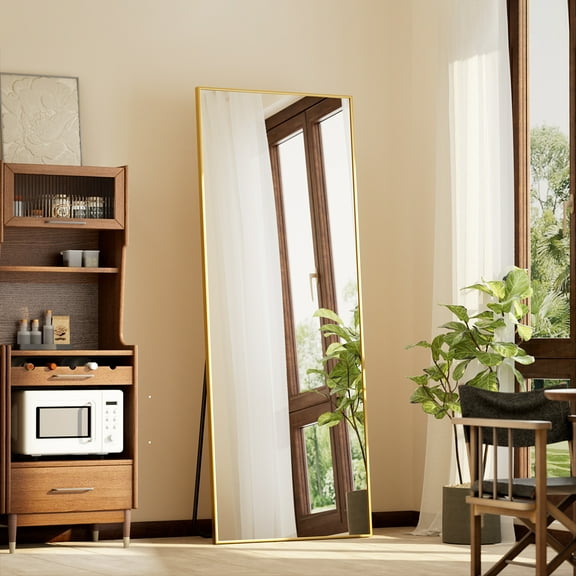 Easy4Home 56"x21" Rectangular Full Length Mirror Freestading Full Body Floor Mirror, Gold