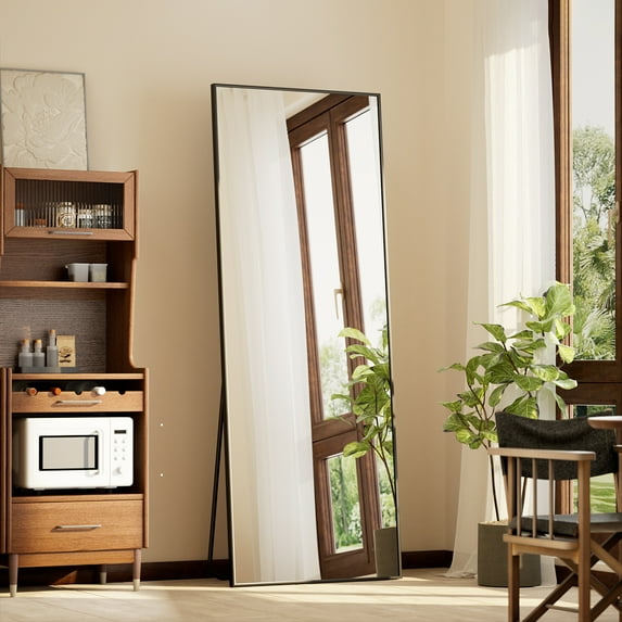 Easy4Home 56"x21" Rectangular Full Length Mirror Freestading Full Body Floor Mirror, Black