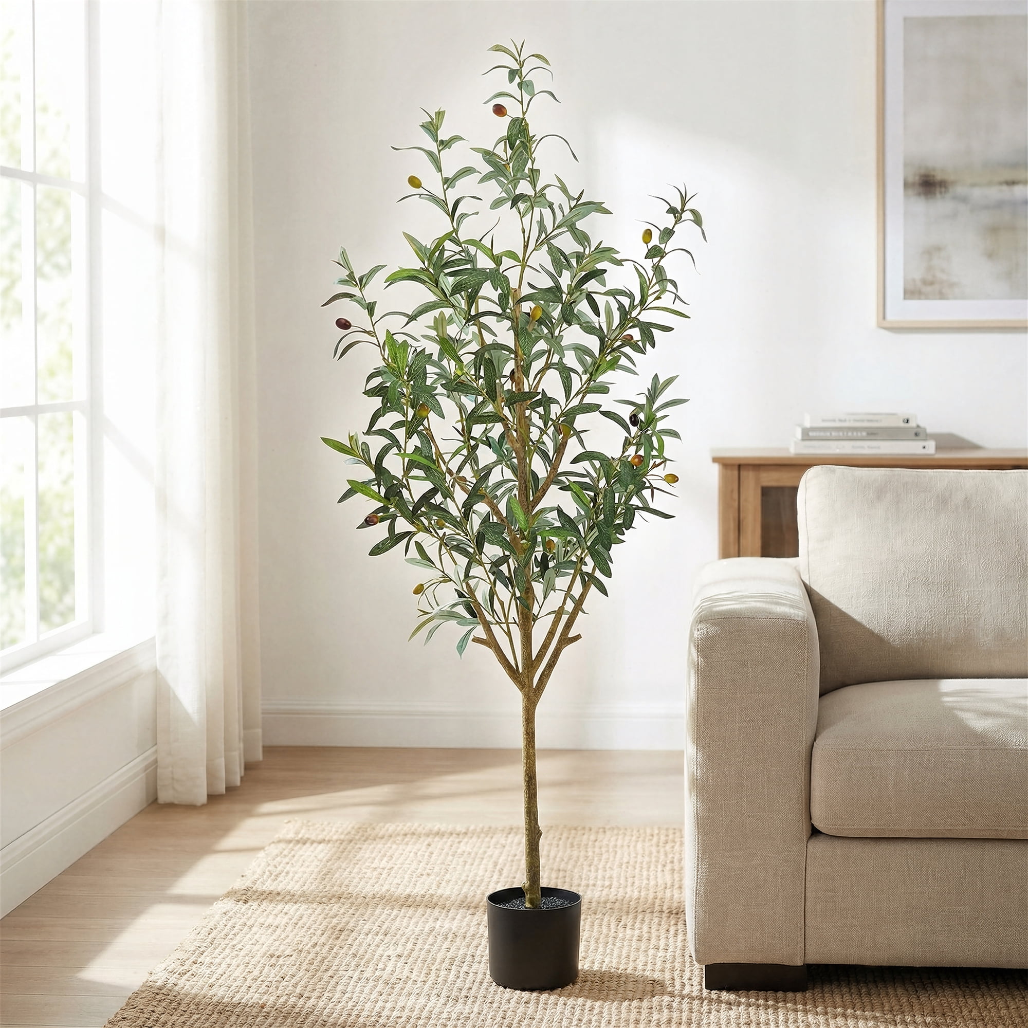 Easy4Home 5FT Artificial Olive Tree with Lifelike Fruits Fake Olive Plant Potted Indoor Faux Floor Plant for Home Office Decor