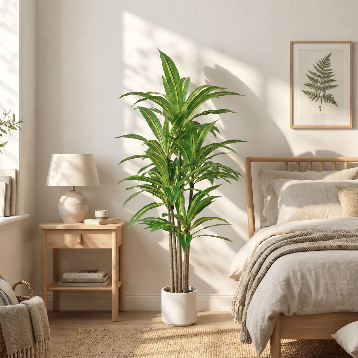 Easy4Home 5FT Artificial Plant Fake Dracaena Tree Potted Indoor Faux Floor Plant for Home Office Decor, White Pot