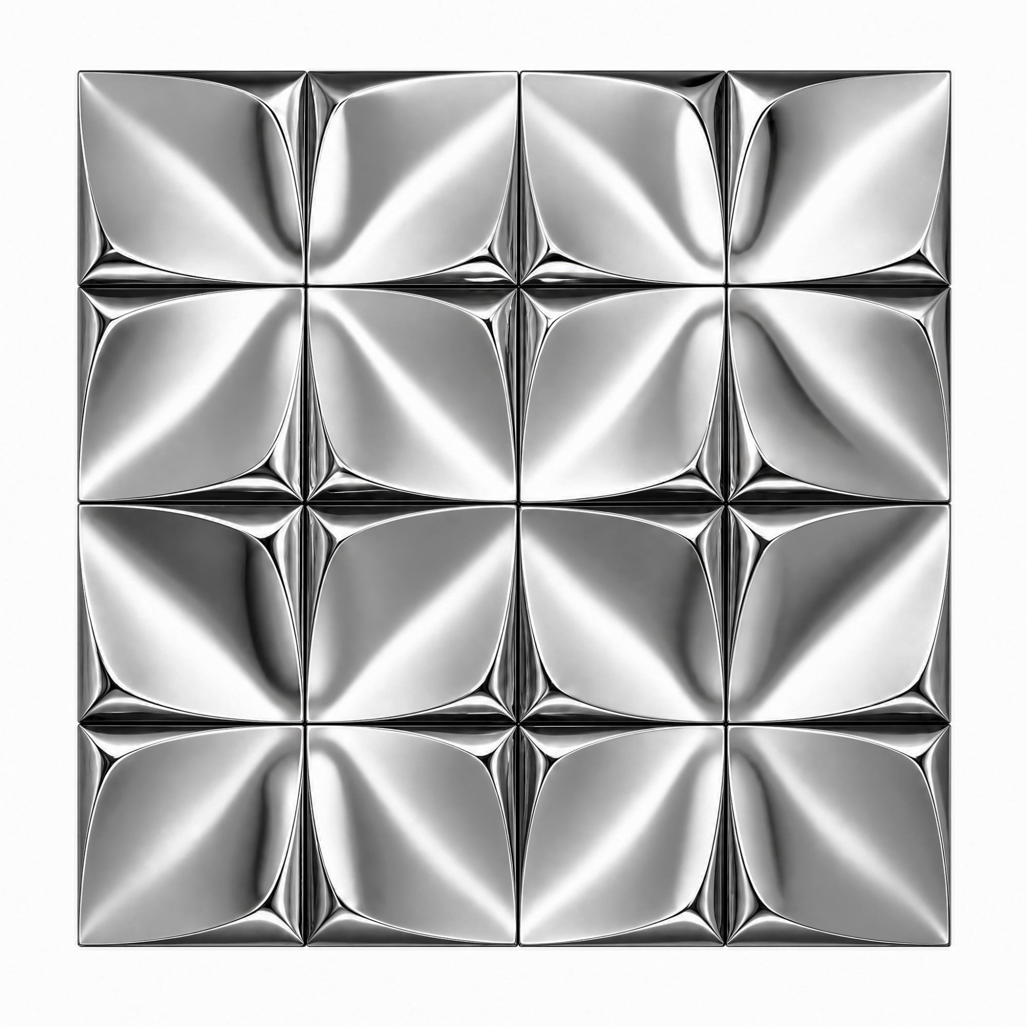 Easy4Home 5Pcs 12"x12" Metal Wall Panels Morden Mosaic Tiles for Interior Wall Decor, Silver