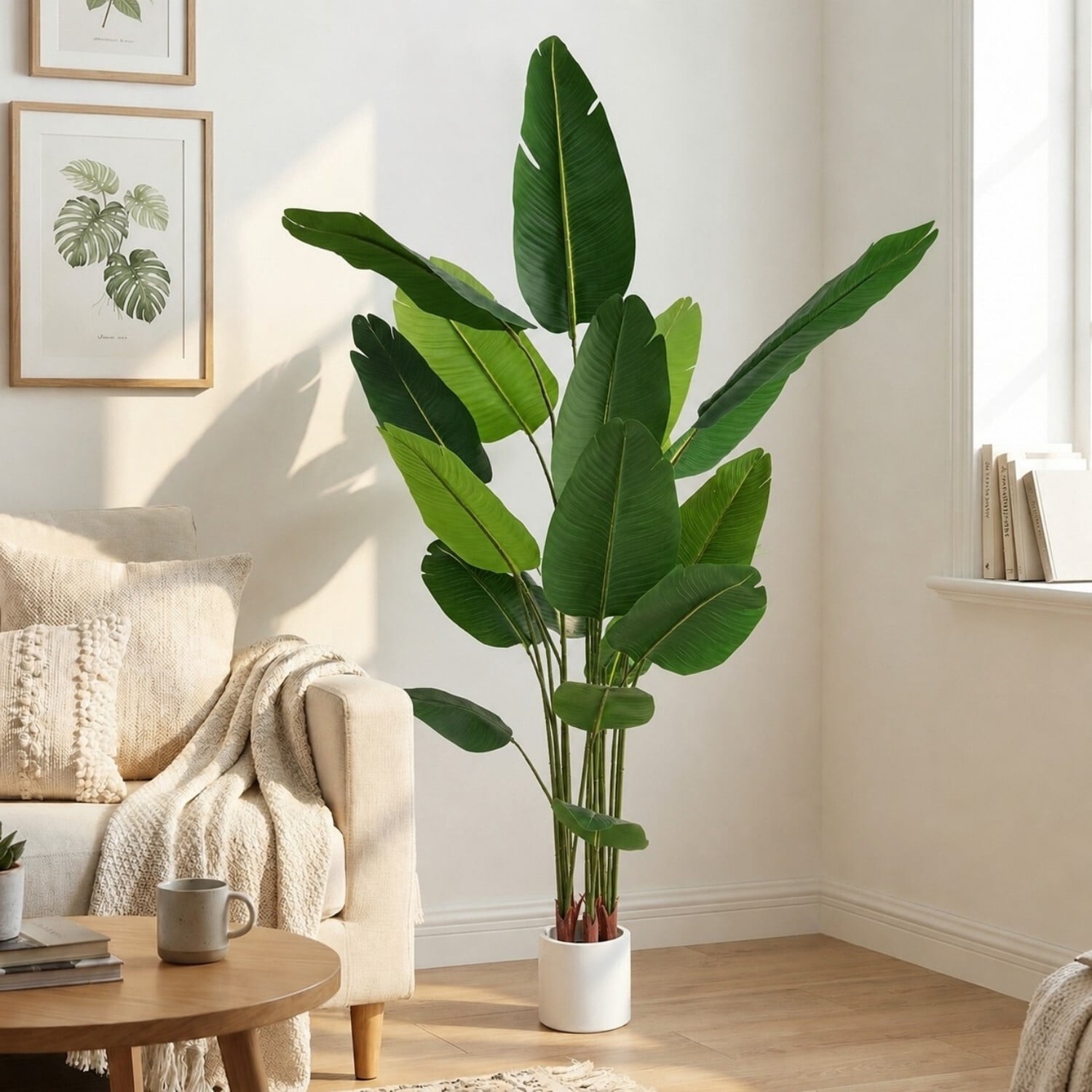 Easy4Home 6.6FT Artificial Plant Fake Tropical Palm Tree Potted Indoor Faux Floor Plant for Home Office Decor, White Pot