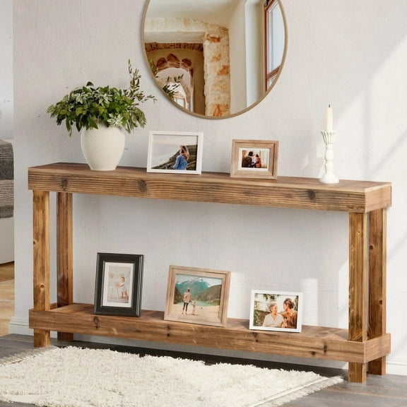 Easy4Home 60" Rustic Wood Console Table Hand-Made, Brown
