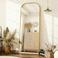 thumbnail image 1 of Easy4Home 64"x21" Arched Full Length Mirror Metal Frame Freestanding Mirror Wall-Mounted, Gold, 1 of 6