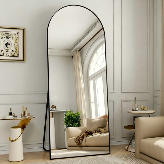 Easy4Home 65"x24" Arched Full Length Mirror Freestading Full Body Floor Mirror, Black