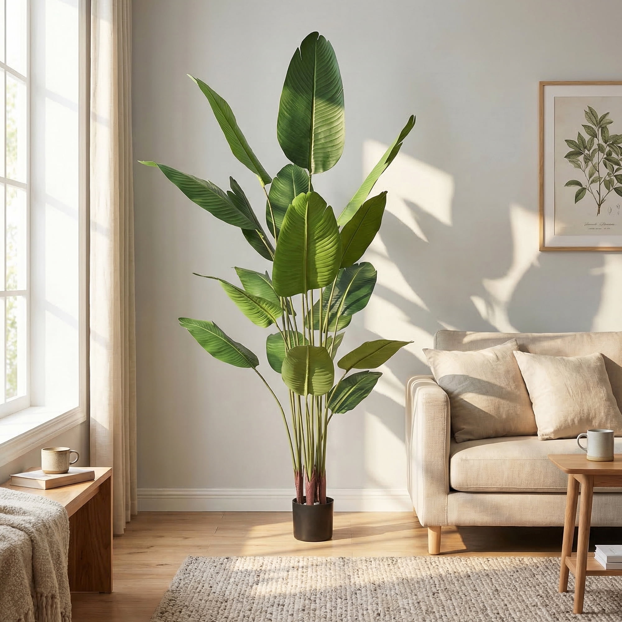 Easy4Home 6FT Artificial Plant Fake Tropical Palm Tree Potted Indoor Faux Floor Plant for Home Office Decor