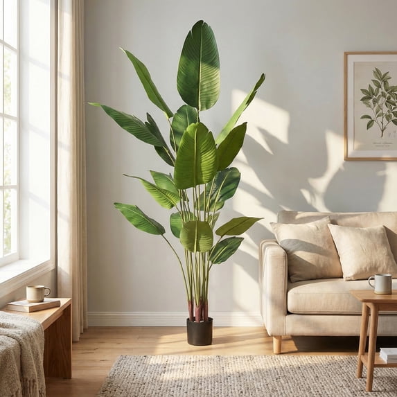 Easy4Home 6FT Artificial Plant Fake Tropical Palm Tree Potted Indoor Faux Floor Plant for Home Office Decor