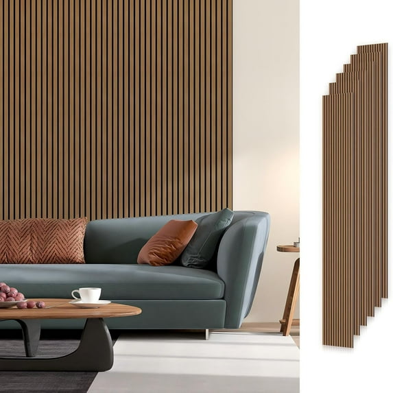 Easy4Home 6Pcs Wood Soundproof Wall Panels 94" x 7.9" Wood Slat Acoustic Panels,Classic Oak