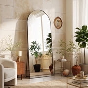 Easy4Home 71"x 30" Oversized Arched Full Length Mirror Metal Frame Freestanding Floor Mirror, Black