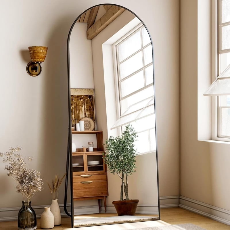 Easy4Home 71"x26" Arched Full Length Mirror Freestading Full Body Floor Mirror, Black