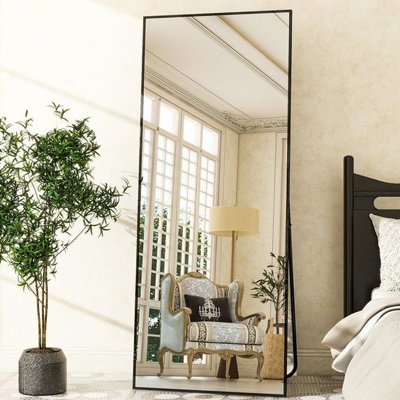 Easy4Home 71"x26" Rectangular Full Length Mirror Freestading Full Body Floor Mirror, Black