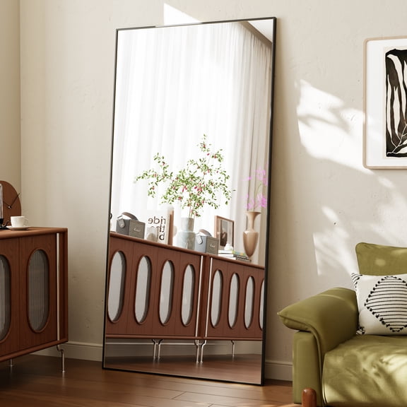 Easy4Home 71"x30" Rectangular Full Length Mirror Freestading Full Body Floor Mirror, Black