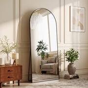 Easy4Home 76"x 34" Oversized Arched Full Length Mirror Metal Frame Freestanding Floor Mirror, Black