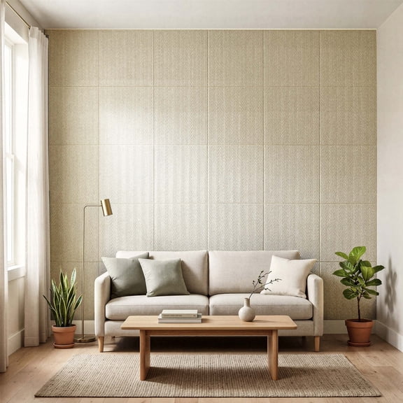 Easy4Home 8Pcs 24"x24" Flexible Stone Wall Panels 3D Faux Stone Woven Texture Decorative Wall Tiles for Interior and Exterior Wall, Beige