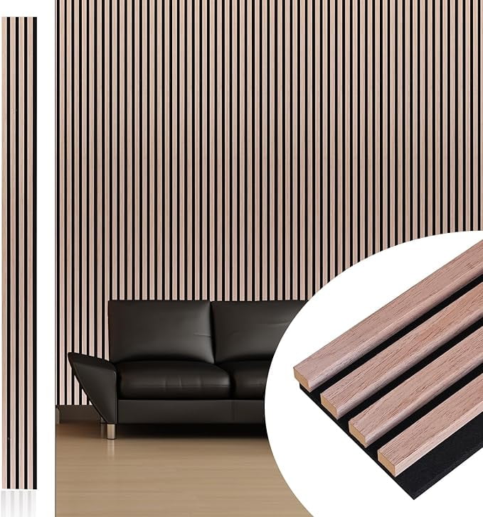 Easy4Home 94.5" x 23.62" Acoustic Wood Slat Wall Panels Soundproof Wooden Wall Panels 1 Pack, Walnut