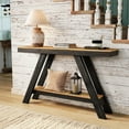 thumbnail image 1 of Easy4Home A-Frame Hand Made Rustic Wood Console Table 46" with Shelf for Hallway, Black, 1 of 7
