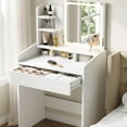 thumbnail image 1 of Easy4Home Compact Makeup Vanity Desk with LED Mirror and Storage, Small Dressing Table with 3 Lighting Modes Adjustable Brightness & Drawers and Shelves, White, 1 of 6