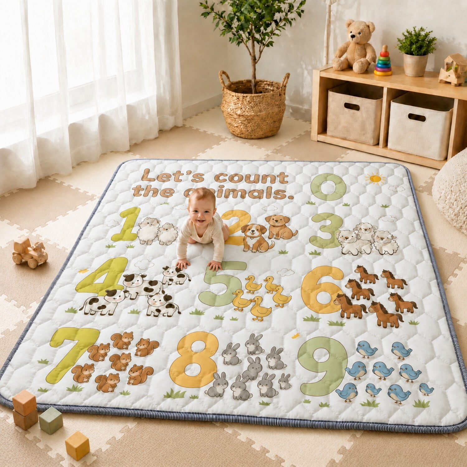 Easy4Home Extra Large Baby Play Mat for Infants & Toddlers, 71"x59" Crawling Mat, Foldable Non-Slip Floor Playmat