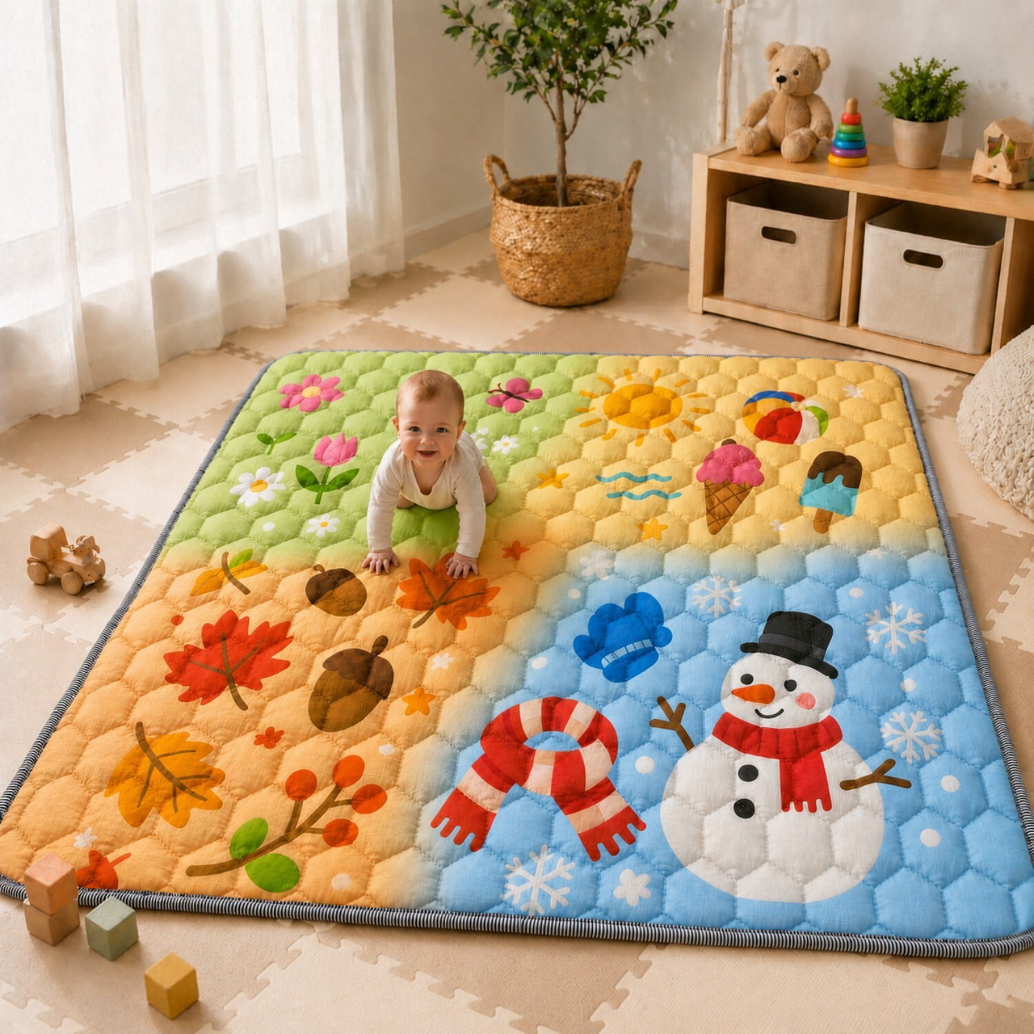 Easy4Home Extra Large Baby Play Mat for Infants & Toddlers, 71"x59" Crawling Mat, Foldable Non-Slip Floor Playmat