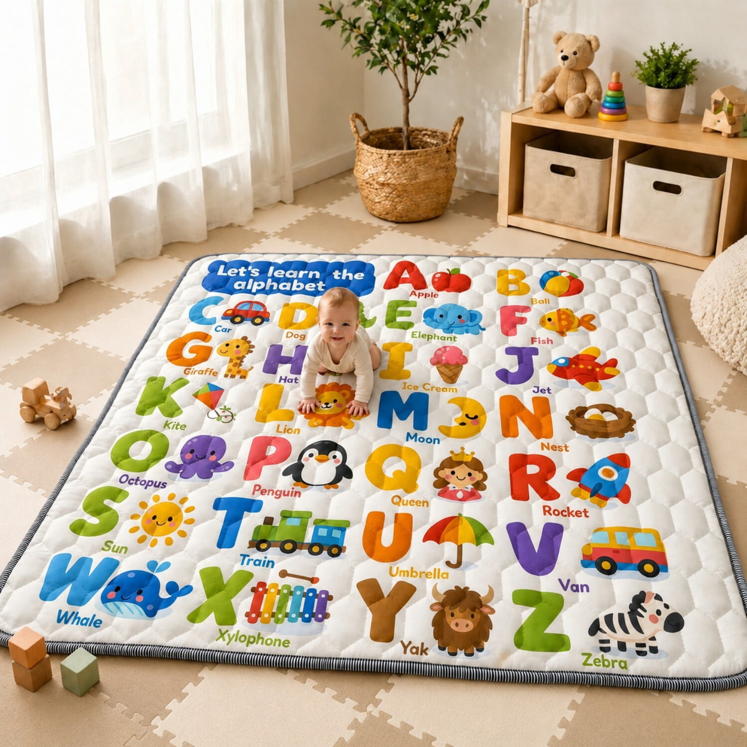 Easy4Home Extra Large Baby Play Mat for Infants & Toddlers, 79"x71" Crawling Mat, Foldable Non-Slip Floor Playmat